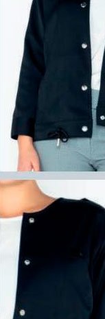 Jacket negra con botones y cuello redondo